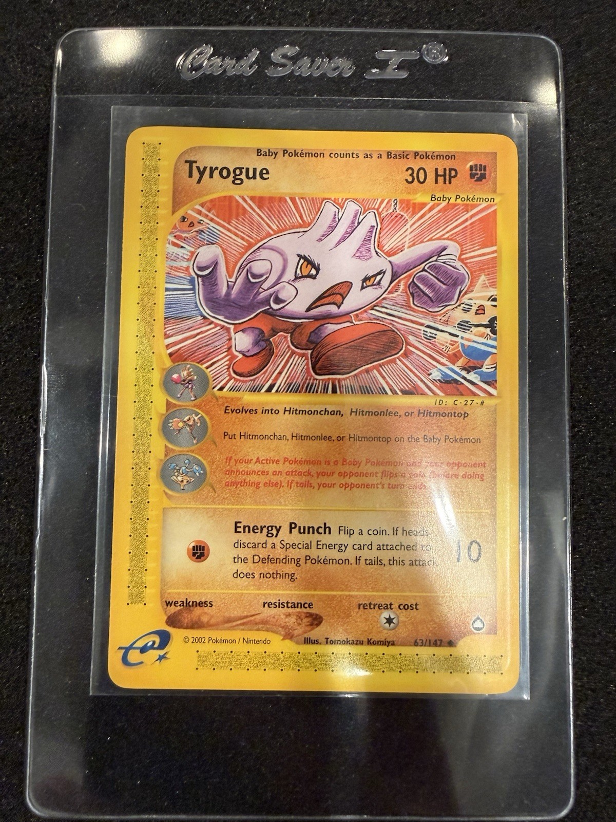Pokemon Tyrogue Aquapolis Card 63/147 Uncommon NM+