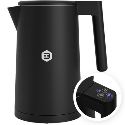 Balter Wasserkocher mit Temperaturwahl 45-100°C Edelstahl Doppelwand 2200W Black