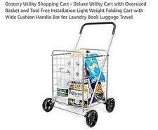 Supenice Silver Grocery Utility Cart - Lightweight, Foldable R070