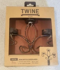 Twine 3 Tier Wine Bottle Candelabra Brushed Copper Finish with 3 Tealights NIB