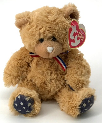 Classic Ty Beanie Babies Uncle Sam Bear Beanbag Plush Light Brown Tags 2007