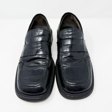 Vintage 90s Kenneth Cole Black Leather Croc Embossed Loafers 8.5 Made in Italy Kenneth Cole Womens Vintage Shoes - Etsy main image 3