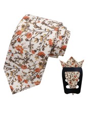 Floral Ties for Men Flower Tie and Pocket Square Set for Spring Wedding
