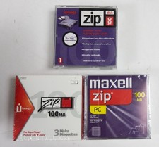 Lot 3 Iomega 3 Maxell NEW SEALED 100MB PC ZIP Discs 3 Used