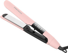 2-in-1 Titanium Flat Iron and Curler with Adjustable Temp and Auto Shut Off