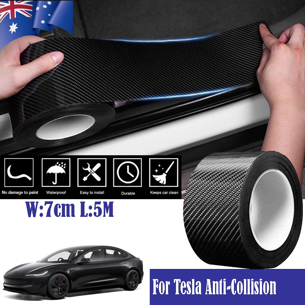 Black Car Door Edge Guard Door Carbon Fiber Sill Protector For Tesla Accessories