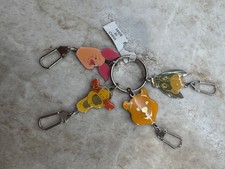 Disney Winnie The Pooh  friends 4 Enamel Charms Heads Key Ring chain New w/tag