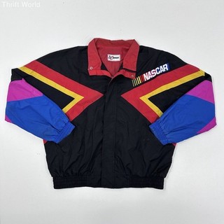 Chase Men's NASCAR Windbreaker Jacket Black Multicolor Geometric XL