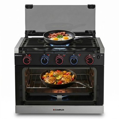 17'' RV Propane Range Oven Combo 3 Burner Gas Cooktop for Camper Truck CSA 12V