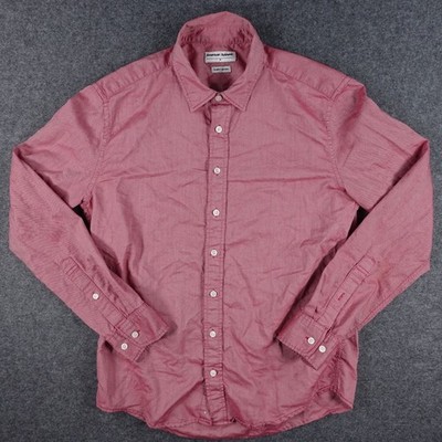 American Apparel Oxford Shirt Mens Medium Slim Fit Long Sleeve Red/Pink