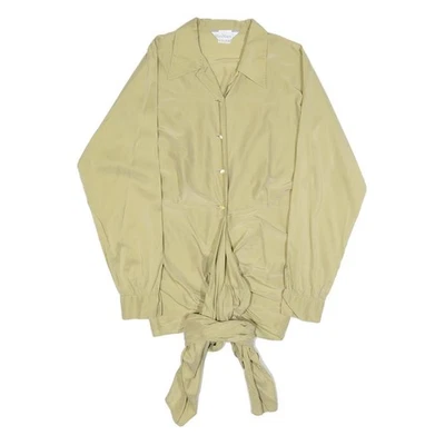MAX MARA Chemise Beige Mélange Soie Manches Longues Col Boutonné Ourlet Noué S - Photo 1/4