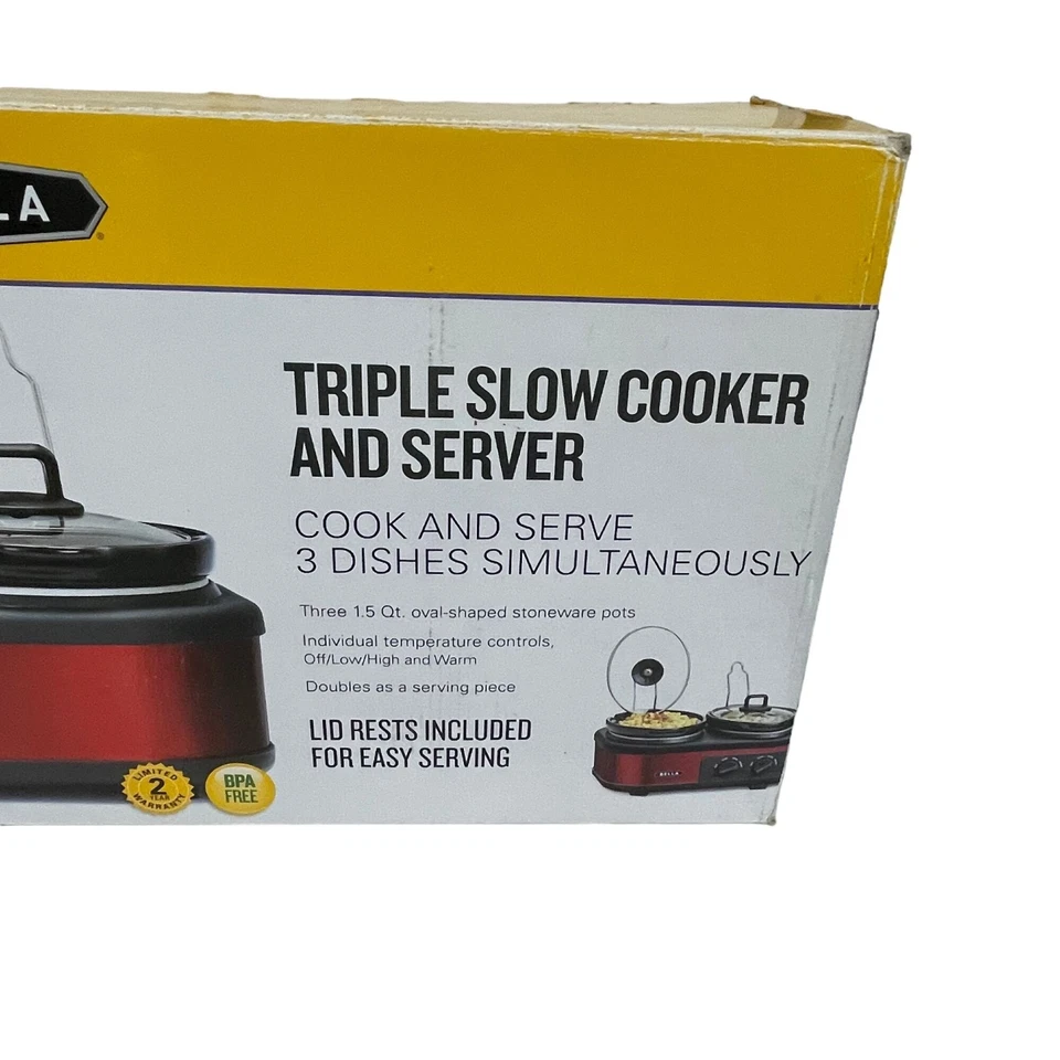 Bella Triple Olla Lenta y Servidor con Tapa Restos 3 Vasos 3 x 1,5 Qt. Macetas Foto 2 de 4