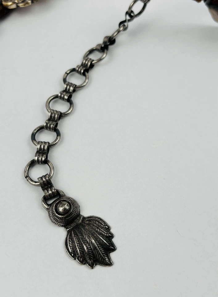 Cinturón de cuero marrón medallón camafeo plata Brighton vintage 1993 talla S Foto 4 de 4