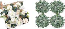 Artificial White Flowers  Eucalyptus Greenery Stems for Home Decor
