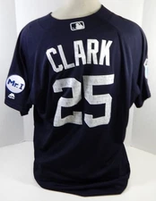 2017 Detroit Tigers Dave Clark #25 Game Used Navy Jersey Mr. I & ST Patch 52 85