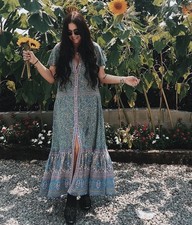 Spell And The Gypsy Jasmine Flutter Sleeve Tunic/Duster Jade Size M