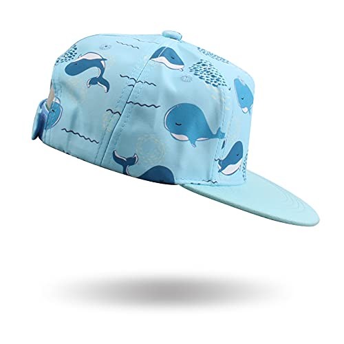 Baby Sun Hat Summer Boys Flat Brim Baseball Cap Toddler 2-4T Blue Whale - Picture 1 of 7