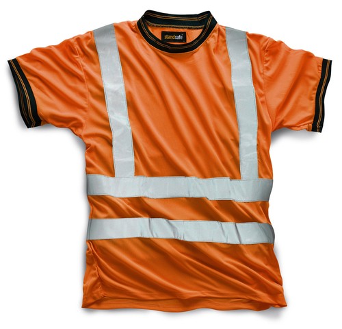 Mens Hi Vis Hi Visibility Reflective T Shirt Crew Neck Safety Work T Shirts Top - Picture 4 of 7