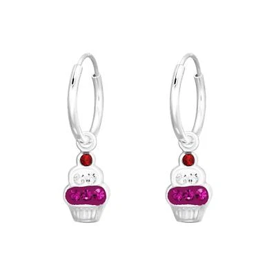 Cupcake Kinder Creolen Ohrringe 925 Silber für Mädchen Ohrstecker Schmuck - Bild 1 von 4