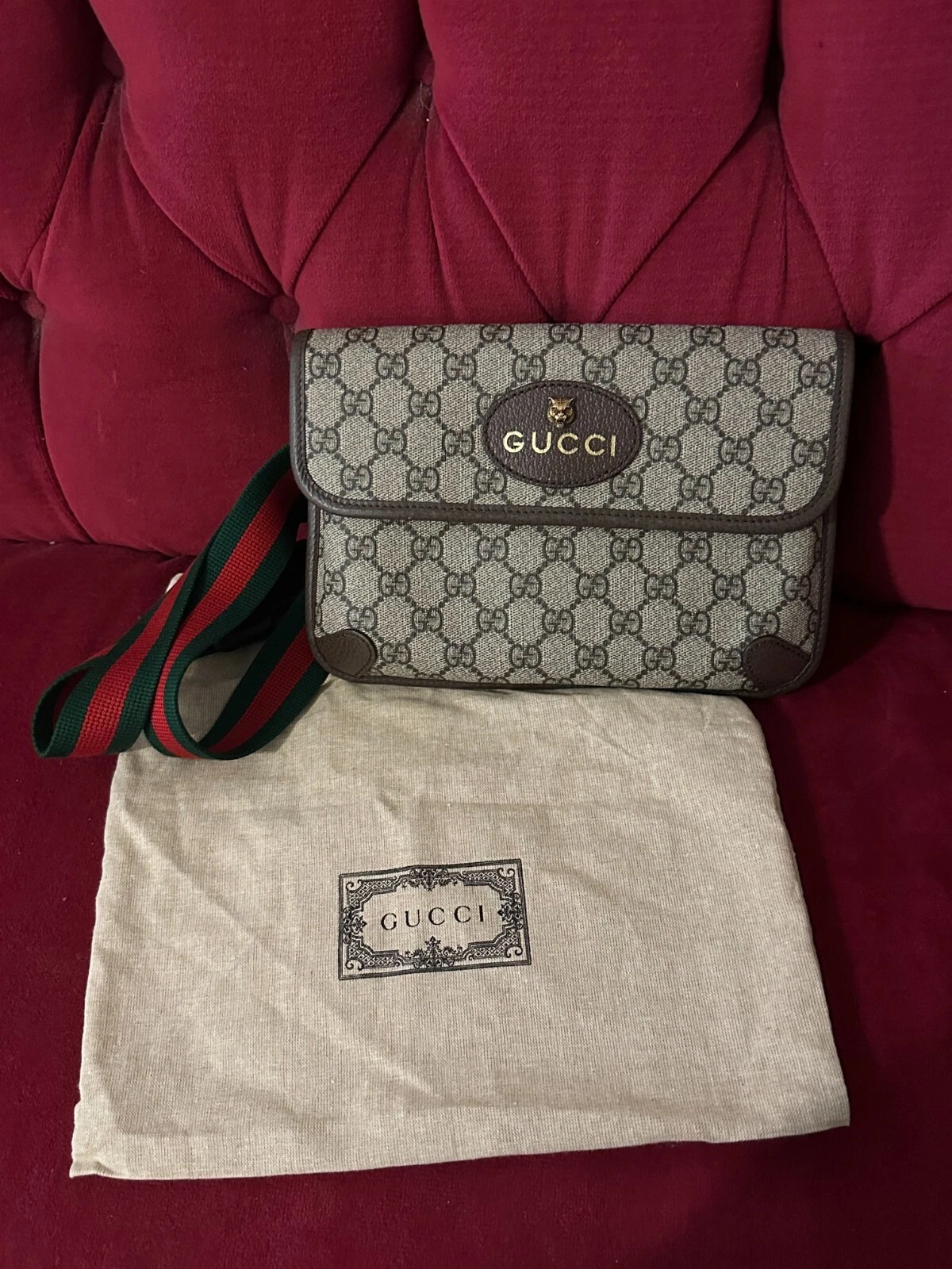 Sac ceinture GUCCI GG Supreme monogramme néo vintage Web marron NEUF MIGNON