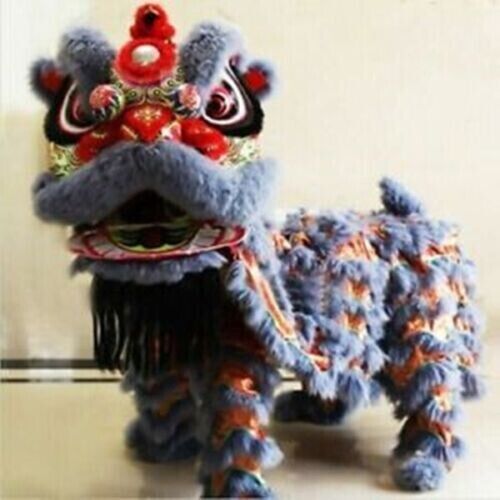 Chinese Kung Fu Foshan Lion Dance Mascot Costume Two Adult（Grey) 佛山舞狮 - Picture 1 of 3
