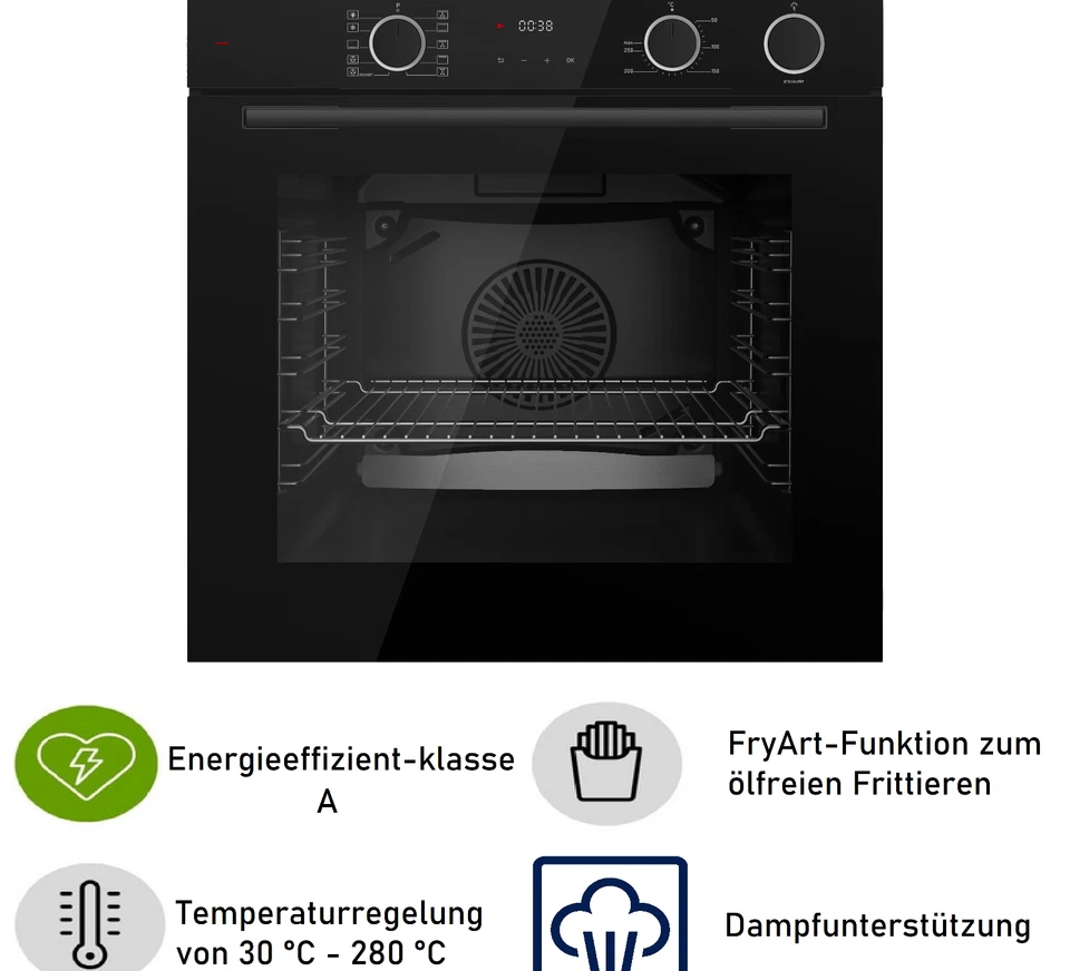 Böhme  Backofen Schwarzen Glas mit AirFry Funktion sowie Dampfunterstützung - Bild 2 von 4