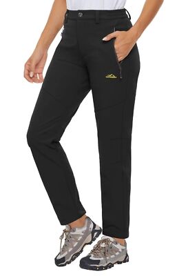 Women's Fleece Lined Pants Waterproof Softshell Warm Snow Ski Cold