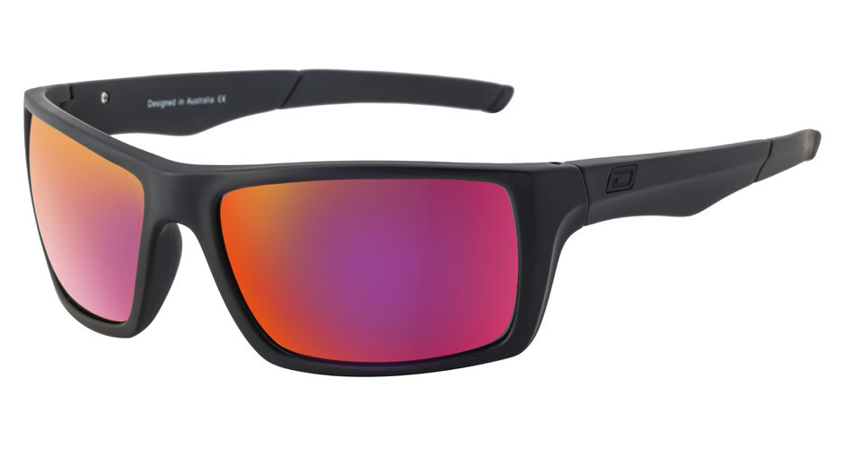 DIRTY DOG PRIMP Mens/Womens POLARISED Sunglasses SATIN BLACK / RED MIRROR 53535