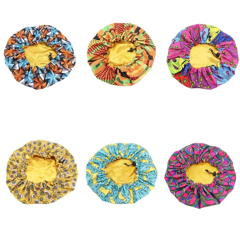 Gorro para dormir nocturno con estampado africano para bebés niños gorro de pelo satinado turbante sombrero diadema  Foto 2 de 4