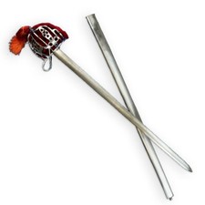 Deepeeka Scottish Basket Hilt Sword, High Carbon Steel Blade, Red Velvet Hilt