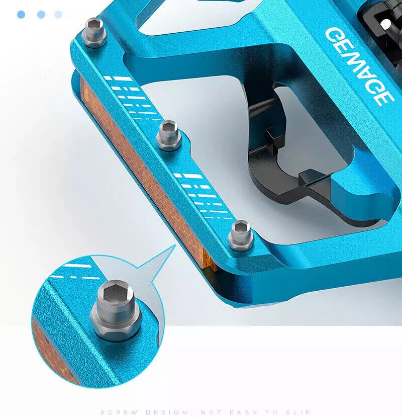 GEWAGE 2in1 Mountain Bike Lock Pedals Reflective SPD MTB Bicycle Flat Pedal 9/16 - Image 3 of 4