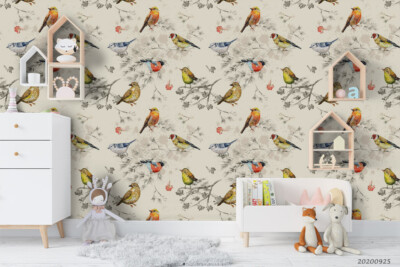 3D Hand Drawn Branch Bird Self-adhesive Removable Wallpaper Murals Wall 85
