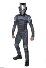 Fortnite Omega Costume Boys Medium Gray Purple Jumpsuit Mask Muscle Padded New