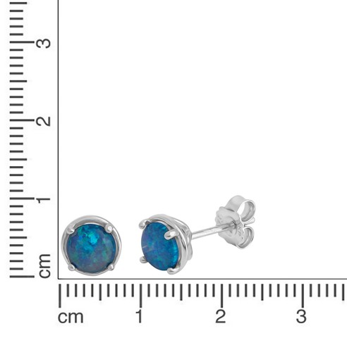 Orecchini a perno in argento sterling 925 rodiato con 2 sintetizzatori. Opale... - Foto 2 di 2