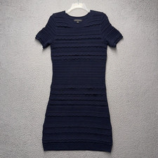 Banana Republic Sweater Dress Womens M Blue Scalloped Trim Sheer Eyelet Knit