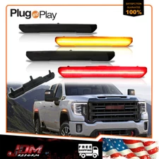 [SMOKED]Amber+Red Full LED Side Marker Lights For 2020-2024 GMC Sierra 2500 3500