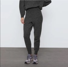 Zara Woman Charcoal Grey Knit High Waisted Jogger Pants Size S