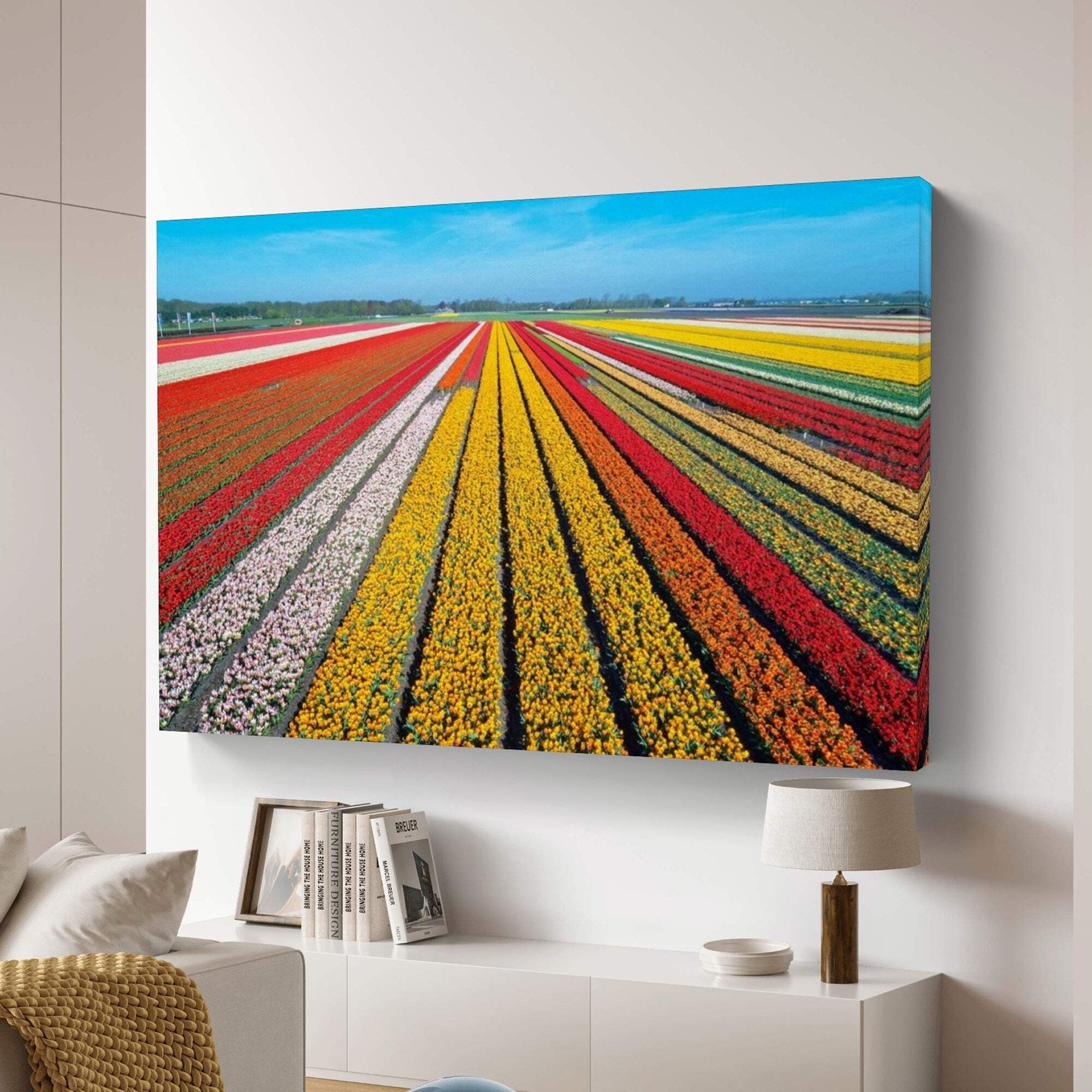 Luftaufnahme der Tulpenfelder im Frühling | Wandbild