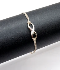 Vintage Signed Boma Sterling Silver 925 Infinity Double Chain Anklet 7” Bracelet