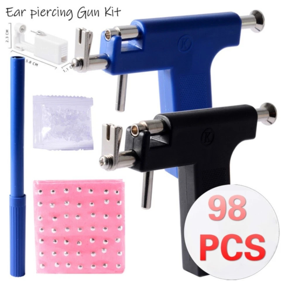 Professional Ear Piercing Gun Body Nose Navel Tool Kit Jewelry with 98 Studs DIY - image 3 of 4