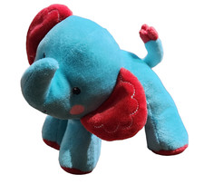 Fisher Price Lovey Security Plush Crinkle Rattle Elephant Blue Red 7" Aqua