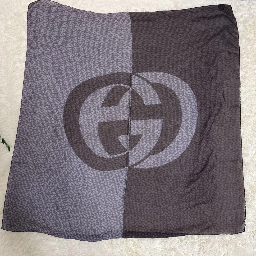 Foulard GUCCI violet logo soie mode femme authentique du Japon