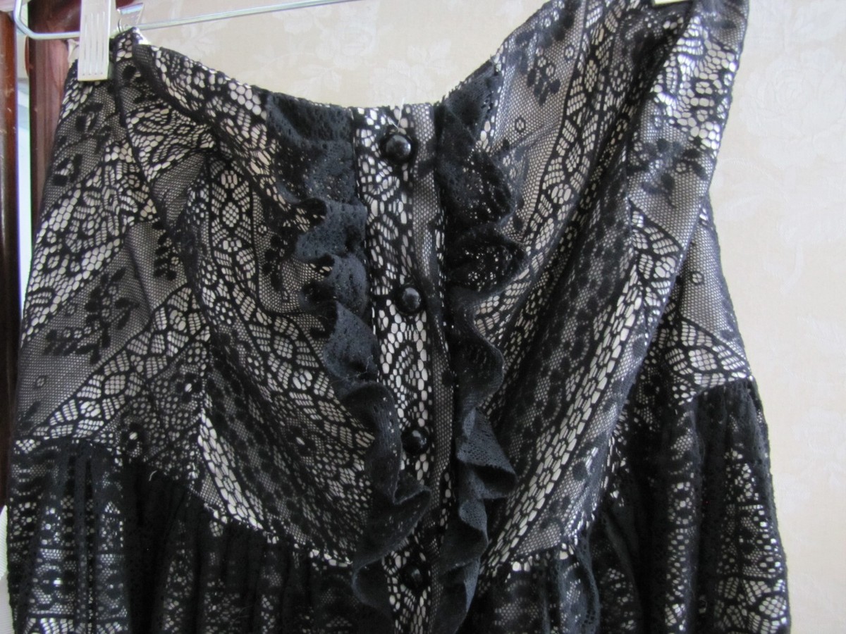 moulinette soeurs black lace dress Moulinette Soeurs Black and Cream Lace Mini Dress