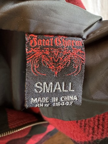 Fatal Charm rot kariert asymmetrisch Motorrad Jacke Mantel Small - Bild 11 von 11