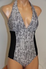 NWT Calvin Klein Swimsuit Bikini one 1 piece Size 12 wmx Black White Halter