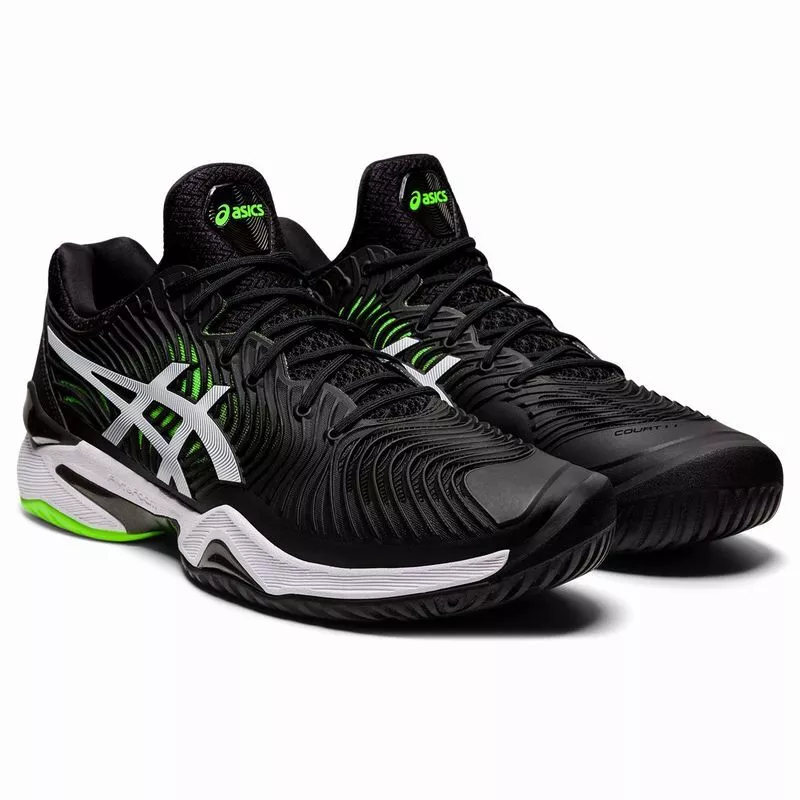 Asics Court FF 2 1041A083 005 Novak Djokovic Black White Green Men Tennis Shoes