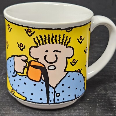 Vintage Coffee Mug Yellow Recycled Paper Products A BREWED AWAKENING Novelty Max