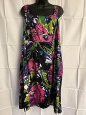 Lane Bryant Womens Plus Size 22 Floral Dress Sleeveless Cotton Stretch Sundress