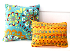 Throw Pillow Multicolor Floral Embroidered Medallion Boho Cottagecore Set of 2