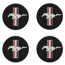CJ Classics Black Plastic Snap-In 2.5" Tri-Bar Center Cap Set Mustang 1998-2004